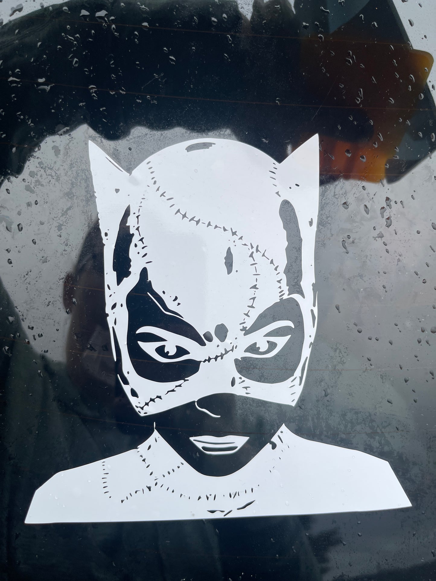 Michelle Pfeiffer as Catwoman in Silhouette White Decal Sticker, Homage to Batman Returns Gen X