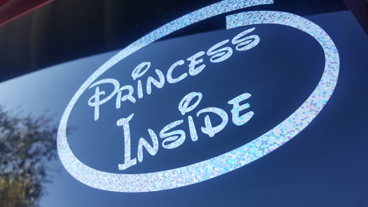 Princess Inside - Baby Girl on Board in Disney Font Sticker Decal for Car Window or Body, Great Gift for New Parent Baby Shower