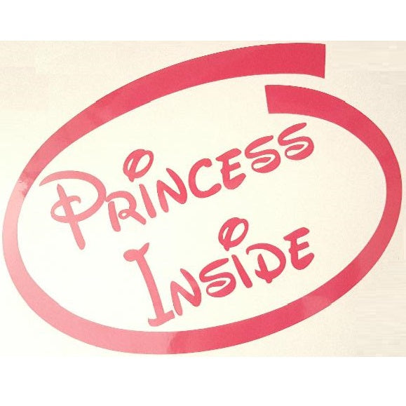 Princess Inside - Baby Girl on Board in Disney Font Sticker Decal for Car Window or Body, Great Gift for New Parent Baby Shower