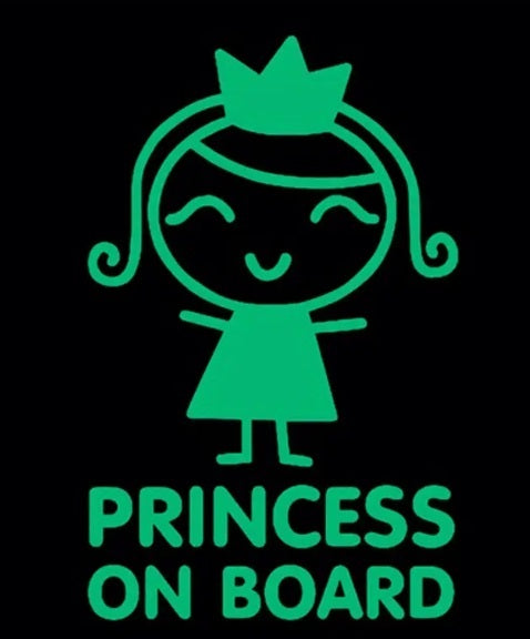 Princess on Board, Baby Girl Auto Sticker Decal, Cute Character with a Crown