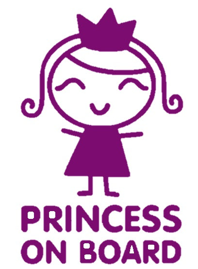 Princess on Board, Baby Girl Auto Sticker Decal, Cute Character with a Crown