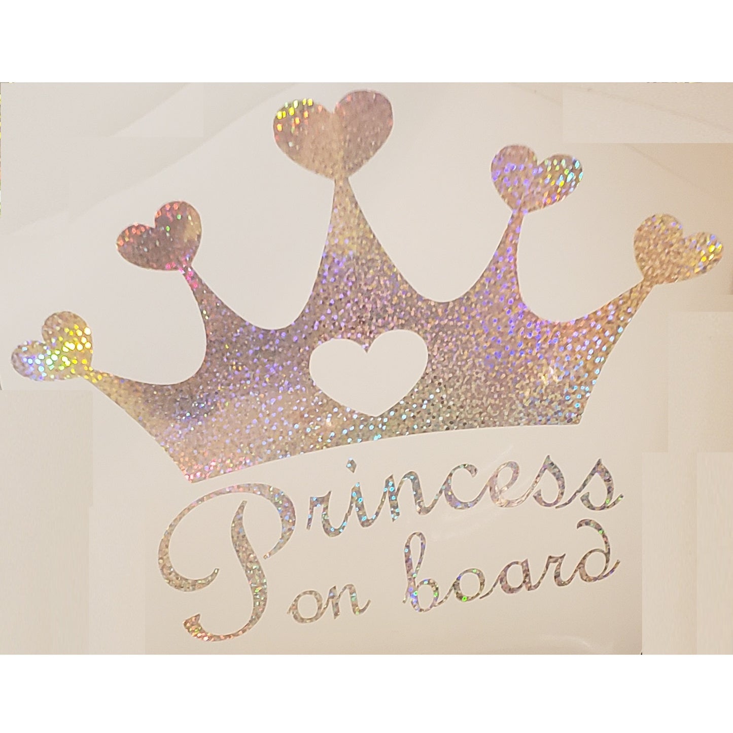 Princess on Board Crowning Heart Auto Decal Sticker, Baby Girl inside Vehicle