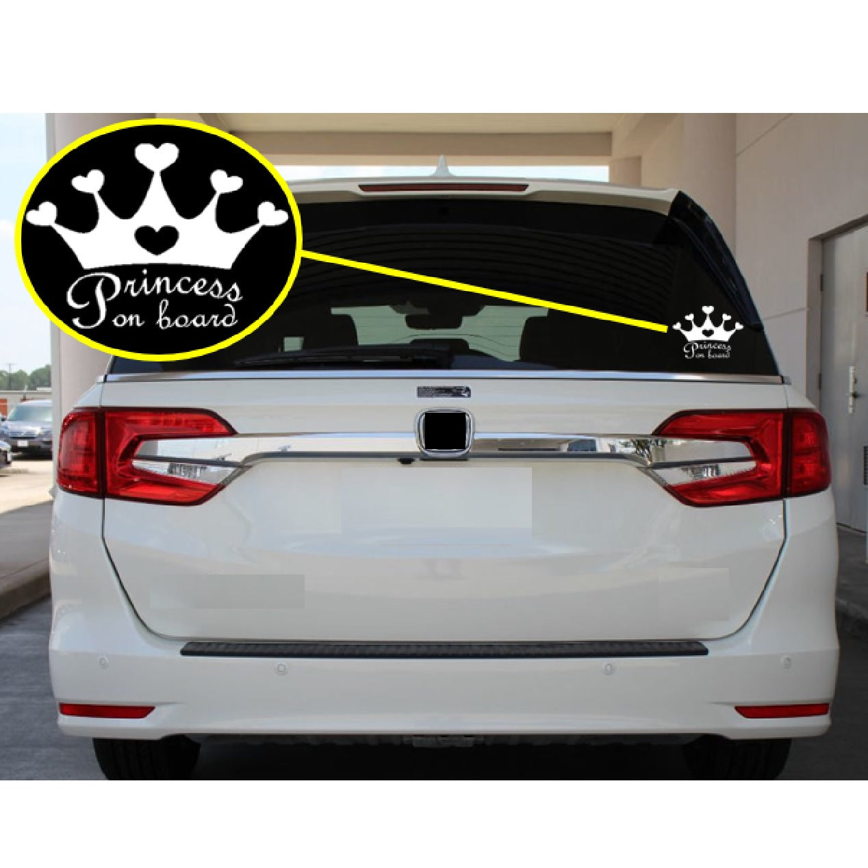 Princess on Board Crowning Heart Auto Decal Sticker, Baby Girl inside Vehicle