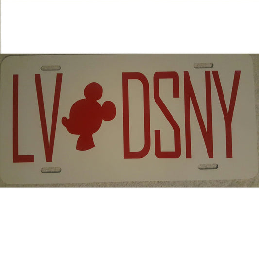 I Love Disney Vanity License Plate - Disneyland, Mickey Mouse Fan Gift - customize color!