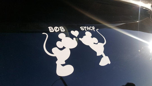 Mickey Loves Minnie  Car, Truck, Van, Window Decal Sticker PERSONALIZE it with names! Great gift for Disney couple!