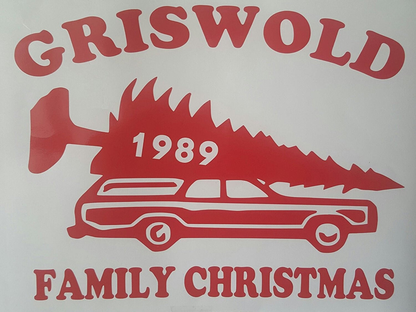 Griswold Family Christmas Vacation 1989 Wagon & Tree White Decal for Locker, Tablet, Laptop, Car, Truck or Cubicle