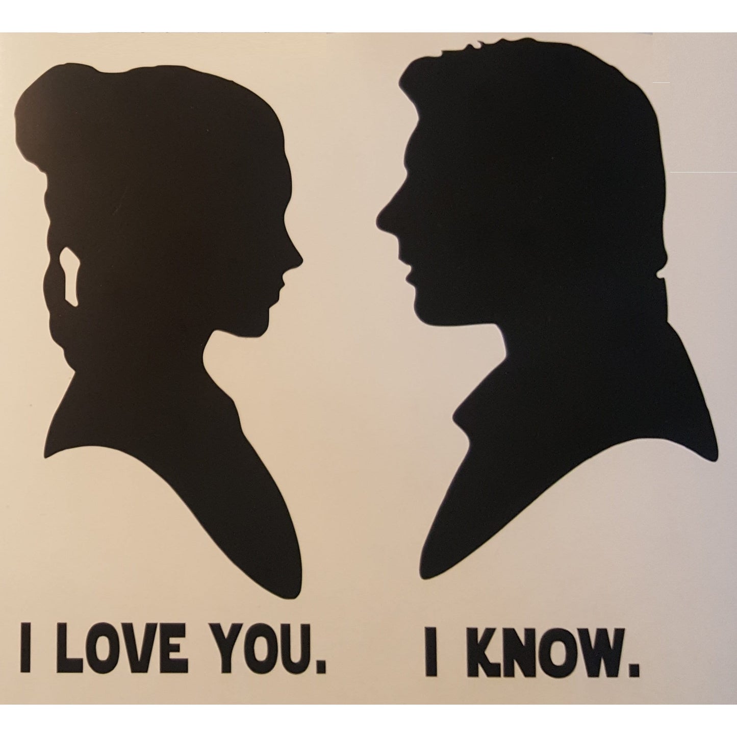 Jedi Love of Han Solo & Princess Leia Silhouette Decal decal for Truck, Car, Locker, Tablet Gift