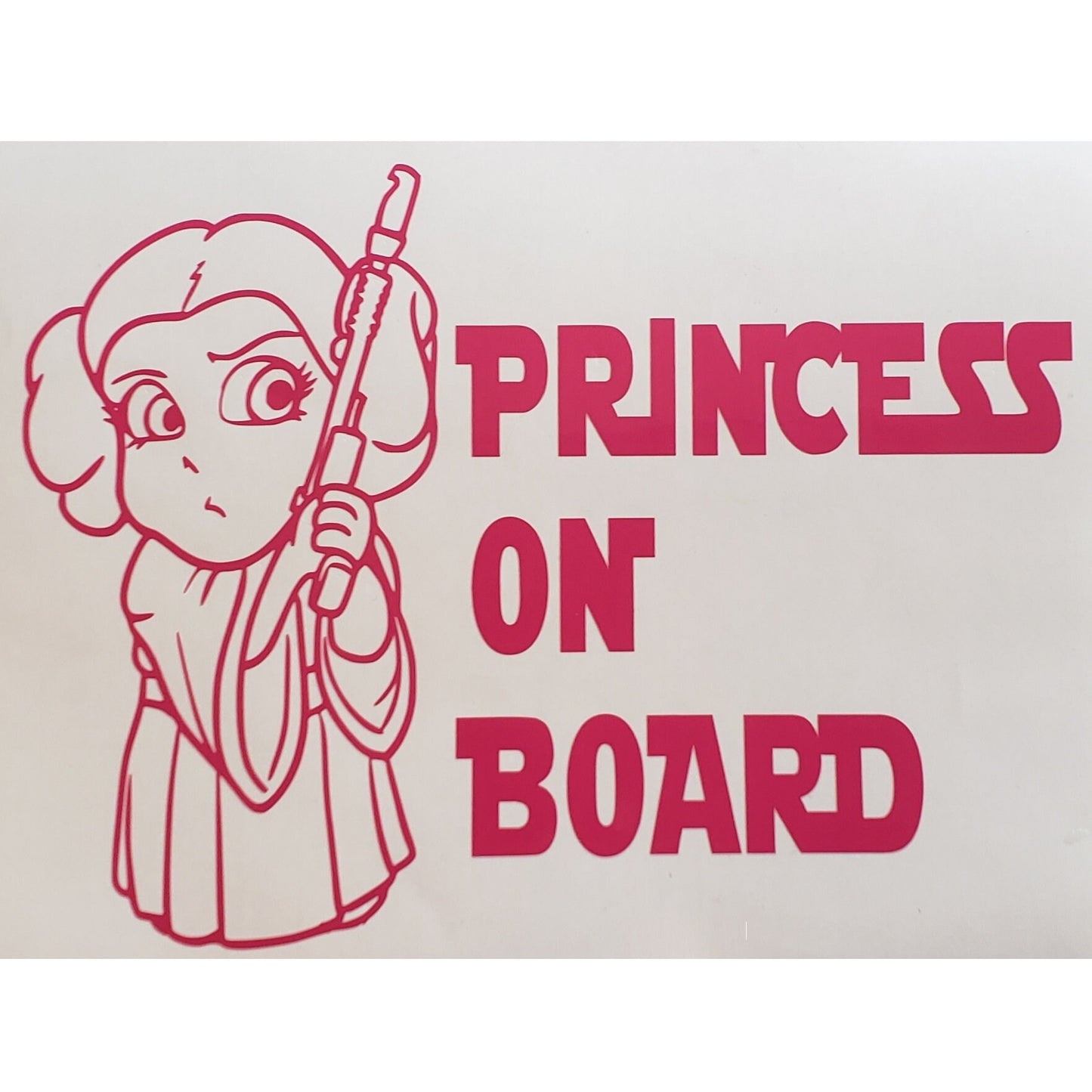 Baby Carrie Fisher Princess Leia on Board | 5 x 7 | Sticker Decal for Car, Truck, Van, RV, SUV | New Parent Gift | Baby Shower | Baby Girl