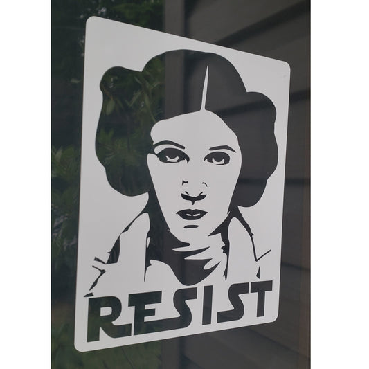 Carrie Fisher Princess Leia RESIST | 4 x 6 | Sticker Decal to stick on glass, metal or plastic | Exterior & Interior Use