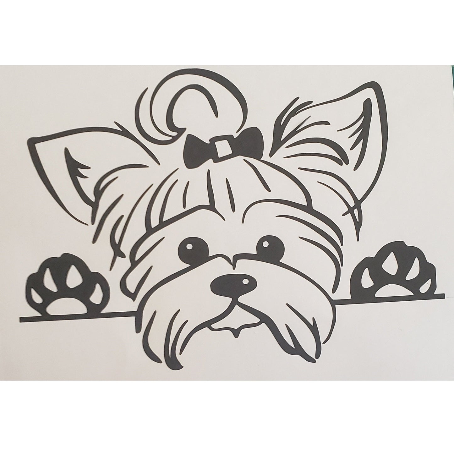 Peeking Terrier Sticker Decal |Yorkie, Morkie, Norfolk, Skye, Silky |  Car, Truck, SUV, Van, Mirror, Wall, Stick above Lightswitch!