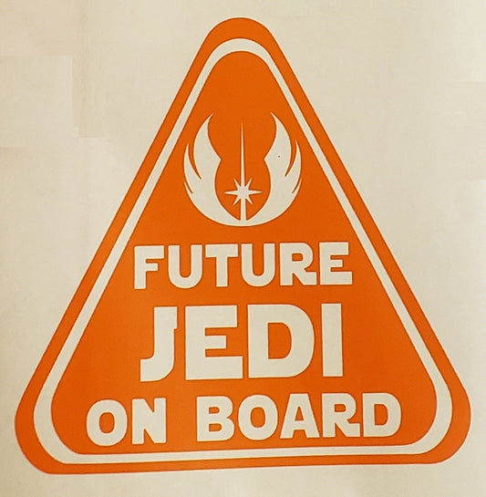 Unisex Baby on board sticker decal, "Future Jedi on Board" with Jedi academy insignia, car, truck, van, SUV, 3 color options, unisex