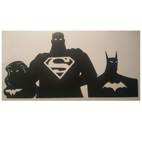 Justice League Wonder Woman, Superman, and Batman Ready for Action, Auto Decal Sticker